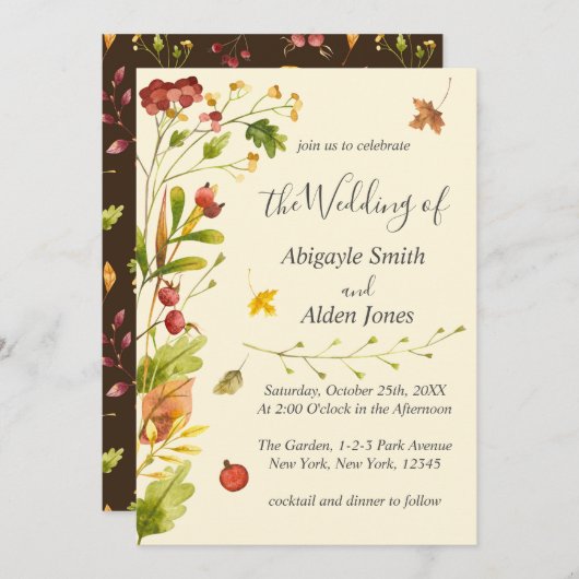 Invitation Automne Forêt d'automne Mariage rustique (Devant / Derrière)