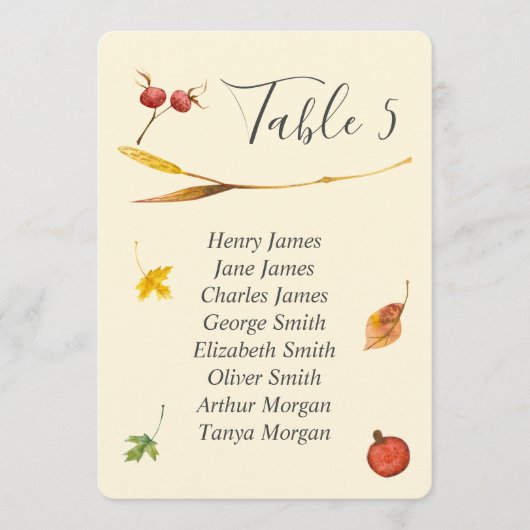 Invitation Automne Forêt d'automne Mariage rustique Numéro de (Devant)