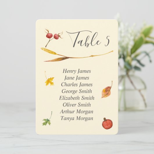 Invitation Automne Forêt d'automne Mariage rustique Numéro de (Debout devant)