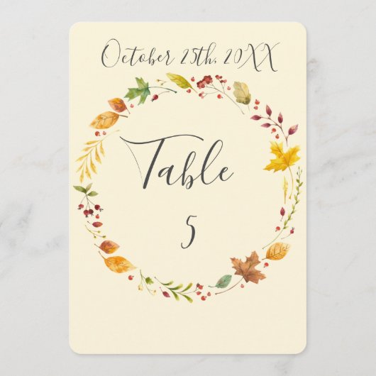 Invitation Automne Forêt d'automne Mariage rustique Numéro de (Dos)