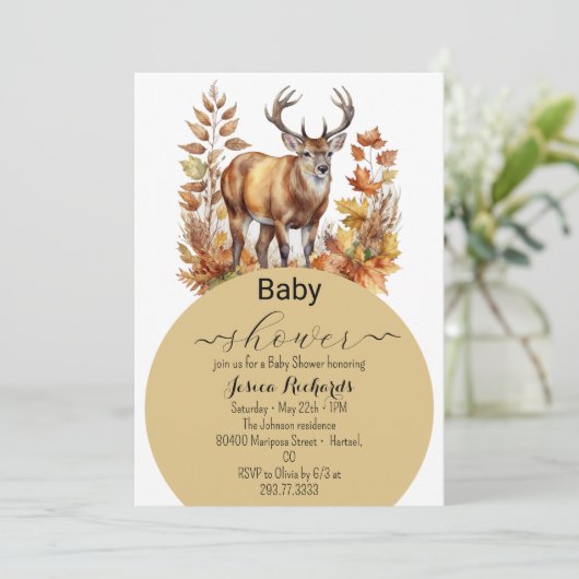 Invitation Automne Forêt de cerfs de forêt Aquarelle (Debout devant)