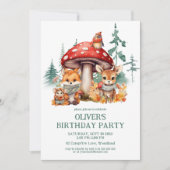 Invitation Automne Forêt forestière Animaux 1er anniversaire (Devant)