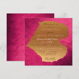 Invitation Automne Framboise d'or Feuille fête d'anniversaire