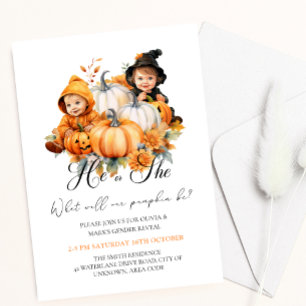 Invitation Automne Halloween Citrouille Baby Genre Révélation