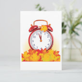 Invitation Automne Heure Changer Feuilles Automne Et Horloge  (Debout devant)