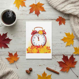 Invitation Automne Heure Changer Feuilles Automne Et Horloge 