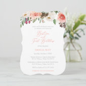 Invitation Automne Hiver Fille Baptême 1er anniversaire fête (Debout devant)