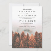 Invitation Automne hiver pins forêt photo chic mariage (Devant)