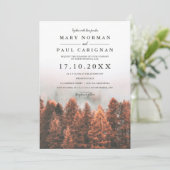 Invitation Automne hiver pins forêt photo chic mariage (Debout devant)