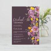 Invitation Automne Hiver violet foncé nuptiale (Debout devant)
