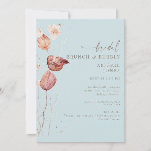 Invitation Automne Icy Blue Bridal Brunch & Bubbly (Devant)