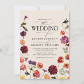 Invitation Automne Jardin d'été Burnt Orange Fleurs Mariage (Devant)