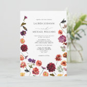 Invitation Automne Jardin d'été Burnt Orange Fleurs Mariage (Debout devant)