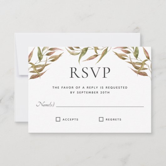 Invitation Automne Laurel Wreath Monogramme Mariage RSVP (Devant)