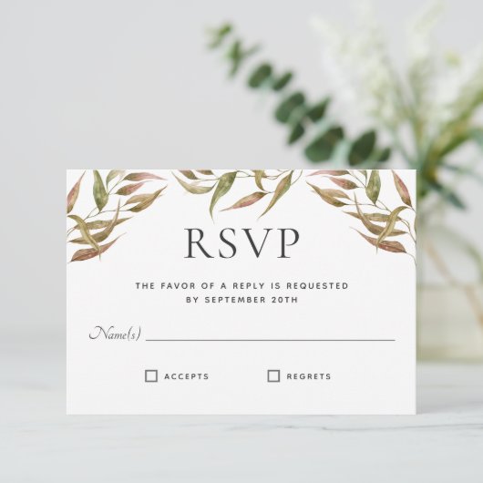 Invitation Automne Laurel Wreath Monogramme Mariage RSVP (Debout devant)