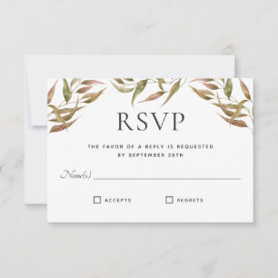 Invitation Automne Laurel Wreath Monogramme Mariage RSVP