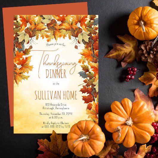 Invitation Automne | L'automne part Thanksgiving Dîner