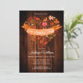 Invitation Automne | L'automne quitte Citrouille Bois fête d' (Debout devant)