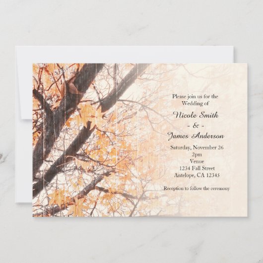Invitation Automne Leaves Maple Tree Rustic Wedding Invitatio (Devant)