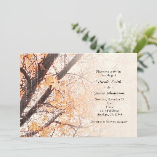 Invitation Automne Leaves Maple Tree Rustic Wedding Invitatio (Debout devant)