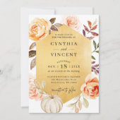 Invitation Automne Luxe or Botanique Floral Mariage de automn (Devant)