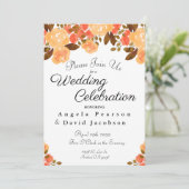 Invitation Automne Mariage Aquarelle Fleurs Couleurs Automne (Debout devant)