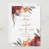 Invitation Automne Mariage Bourgogne Floral Automne (Devant)