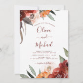 Invitation Automne Mariage Bourgogne Floral Automne (Devant)