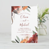 Invitation Automne Mariage Bourgogne Floral Automne (Debout devant)