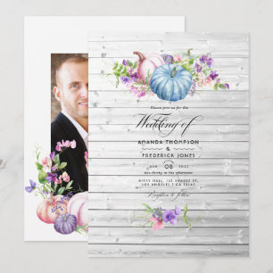 Invitation Automne - Mariage Floral Rustique dans une Grange