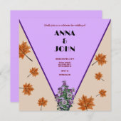 Invitation Automne mariage violet  élégant moderne élégant (Devant / Derrière)