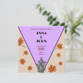 Invitation Automne mariage violet  élégant moderne élégant (Debout devant)