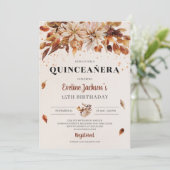 Invitation Automne Marigold Orange Fleurs Boho Quinceanera (Debout devant)