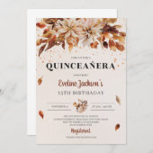 Invitation Automne Marigold Orange Fleurs Boho Quinceanera (Devant / Derrière)