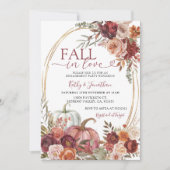 Invitation Automne Marsala Floral Citrouille Gold Engagement  (Devant)