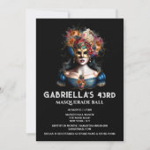 Invitation Automne mascarade gypsy bleu carnaval élégant (Devant)