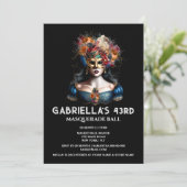 Invitation Automne mascarade gypsy bleu carnaval élégant (Debout devant)