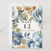 Invitation Automne moderne Floral Navy Dusty Blue Mariage Men (Devant)