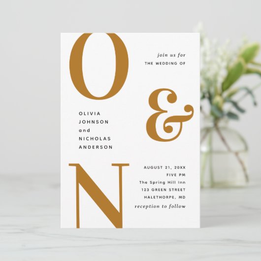 Invitation Automne moutarde audacieuse typographie mariage QR (Debout devant)