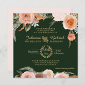 Invitation Automne Neutre Blush Floral Folial Forêt Vert (Devant / Derrière)