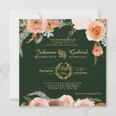 Invitation Automne Neutre Blush Floral Folial Forêt Vert (Devant)