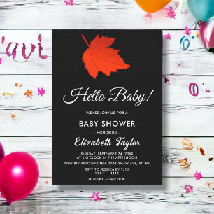 Invitation Automne Noir Et Blanc Feuilles Rouge Automne Baby
