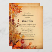 Invitation Automne Orange Arbres Rustique Mariage Célébration (Devant / Derrière)
