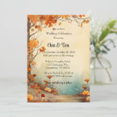Invitation Automne Orange Arbres Rustique Mariage Célébration (Debout devant)