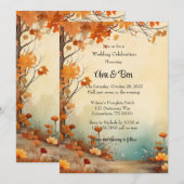 Invitation Automne Orange Arbres Rustique Mariage Célébration (Devant / Derrière)