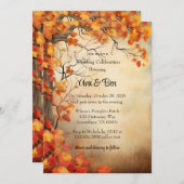 Invitation Automne Orange Arbres Rustique Mariage Célébration (Devant / Derrière)