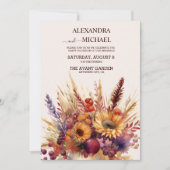 Invitation Automne Orange Brûlé Herbe de Pampas Aquarelle Mar (Devant)