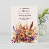 Invitation Automne Orange Brûlé Herbe de Pampas Aquarelle Mar (Debout devant)