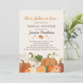 Invitation Automne Orange Citrouille Gold Fête des mariées (Debout devant)