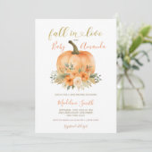 Invitation Automne Orange Citrouille Tombe Dans Le Baby showe (Debout devant)